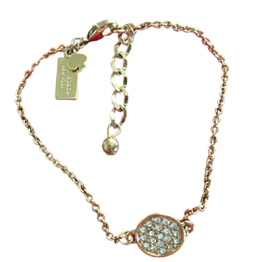 kate spade gold tone crystal disc chain bracelet